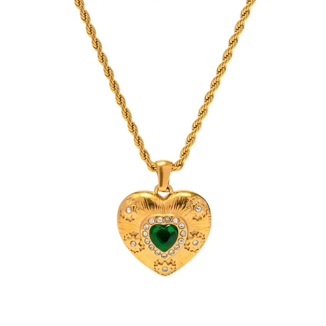 Ella Green Heart Necklace