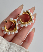 Squara Pearl Box Hoops