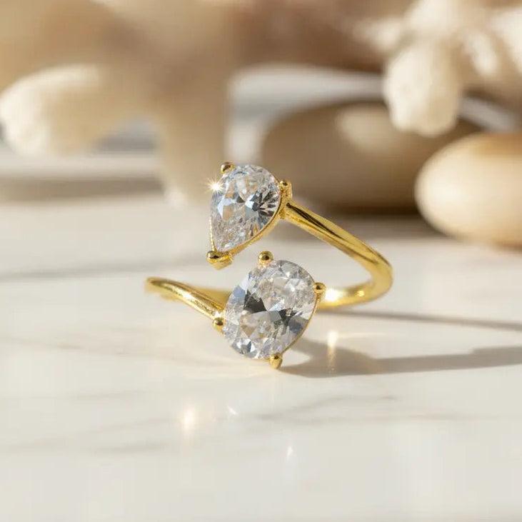 Pear Oval Dual Diamond Ring