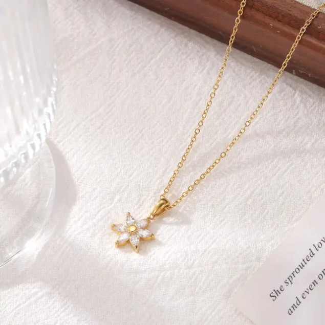 Veronica Diamond Flower Necklace