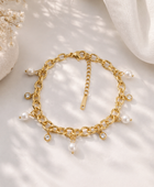 Oriya Pearl Charm Gold Bracelet