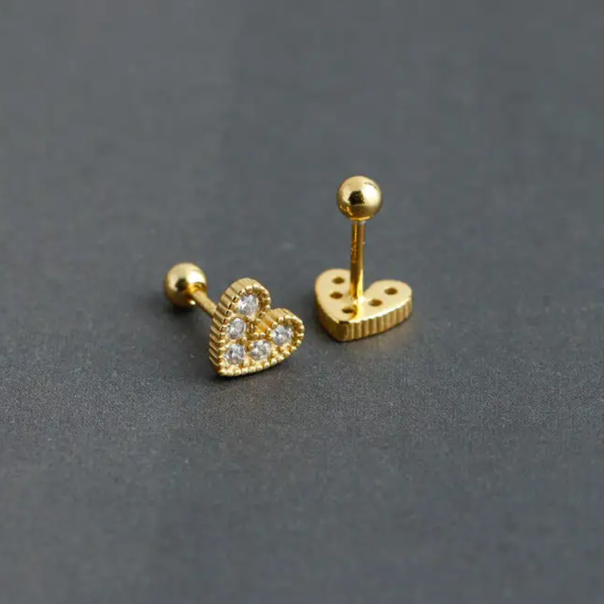 Love Heart Ball Back Studs