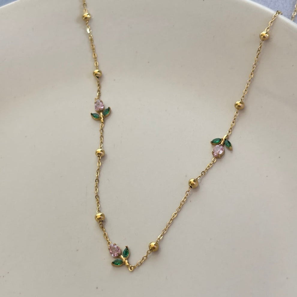 Rosy Dainty Charm Tulip Necklaces