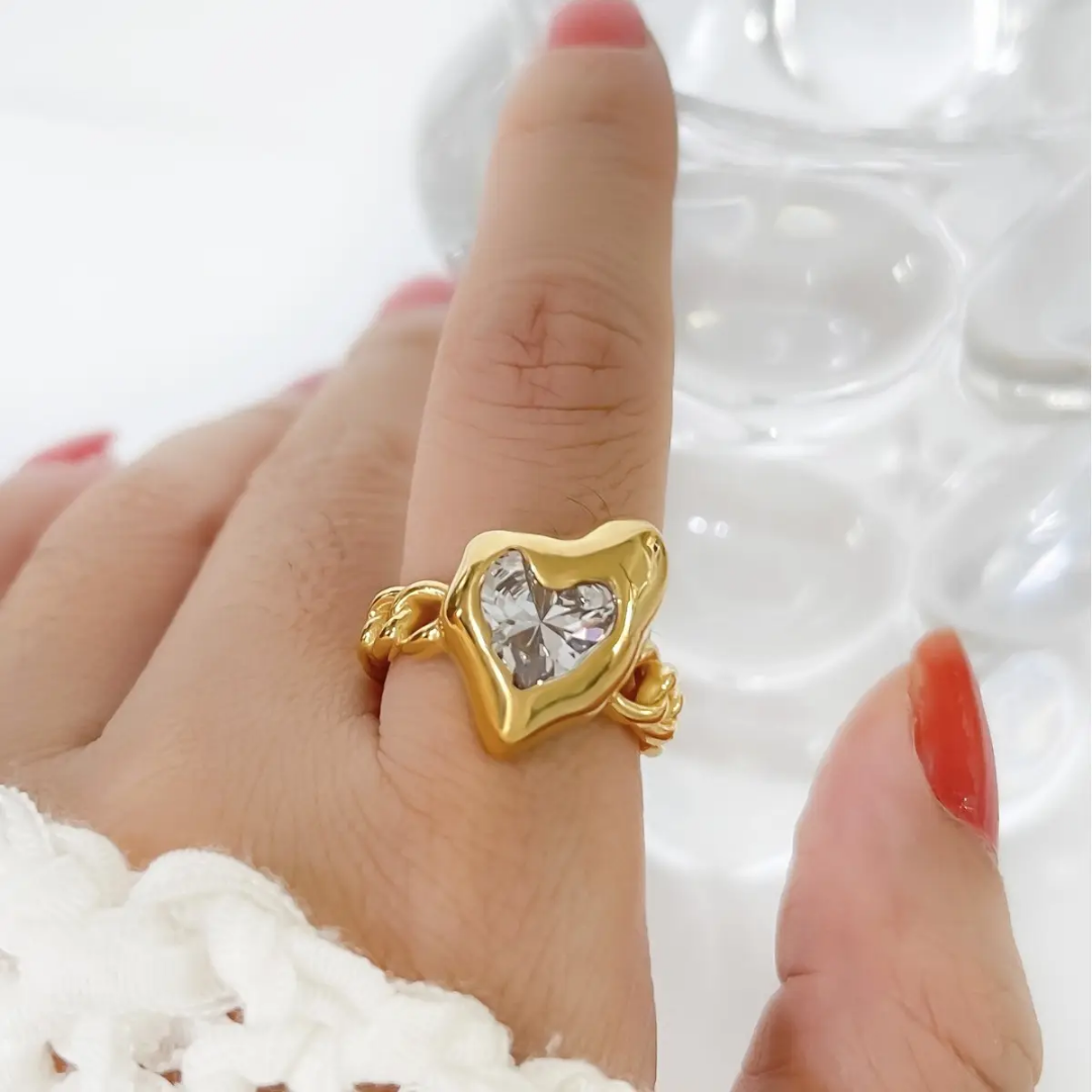 Claire Big Heart Diamond Ring✨