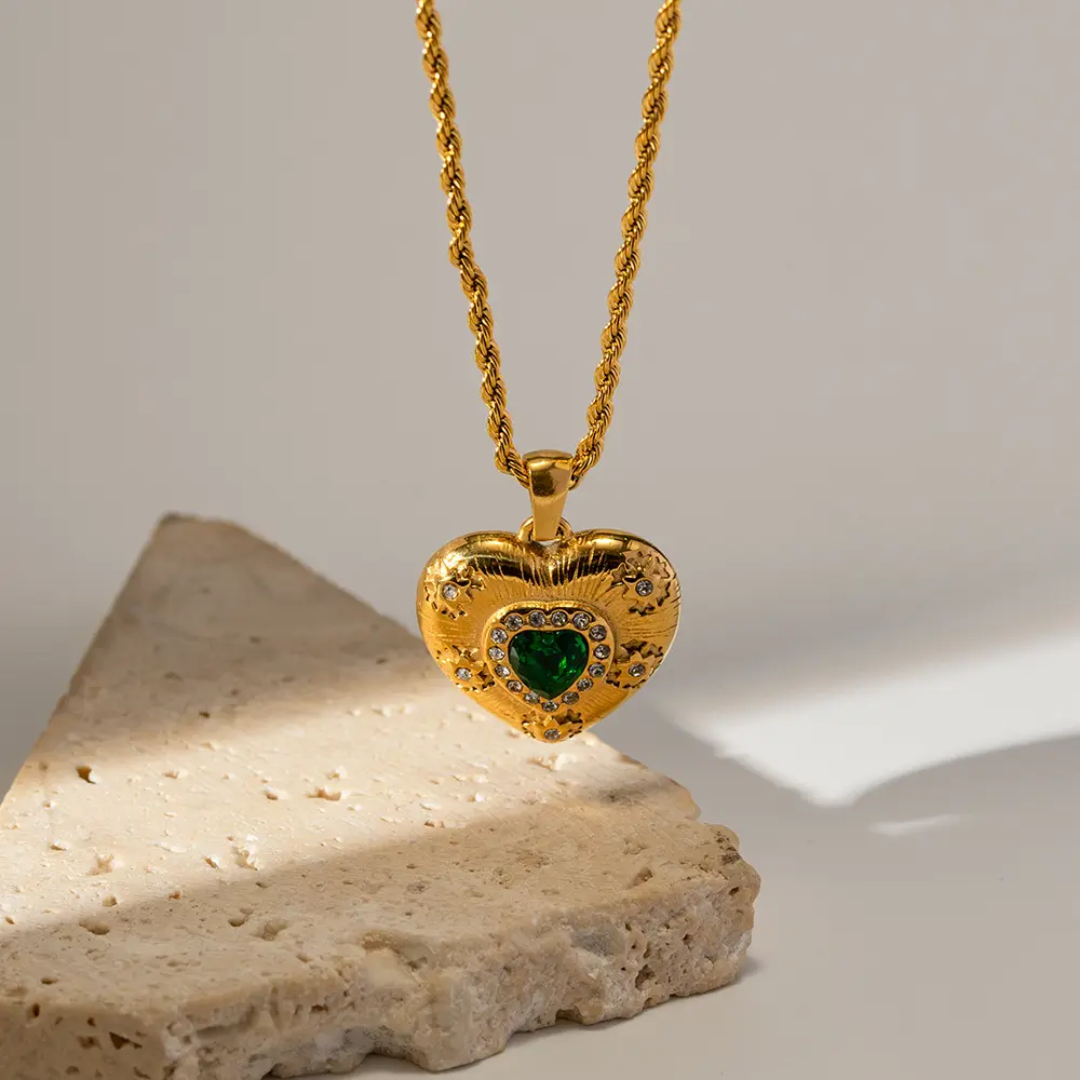 Ella Green Heart Necklace