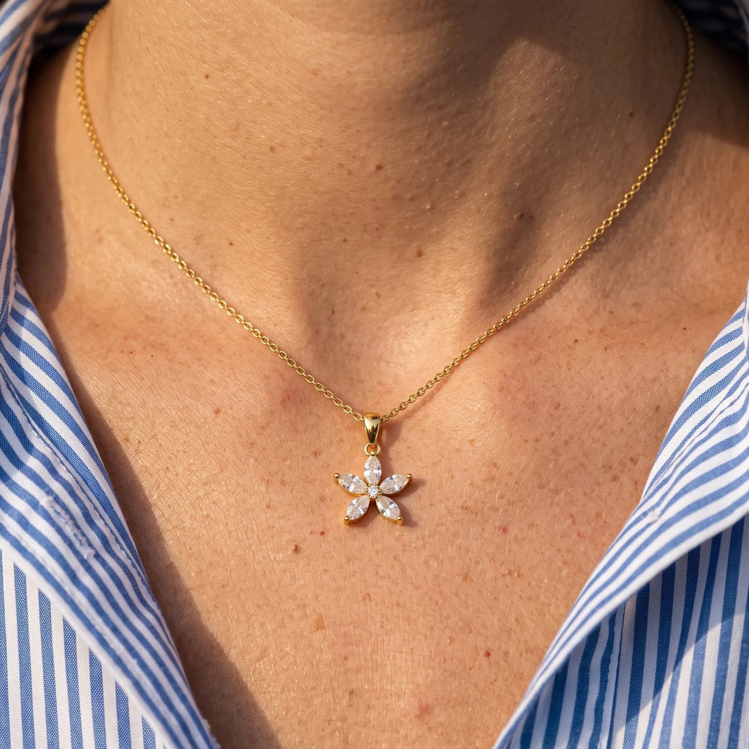 Veronica Diamond Flower Necklace