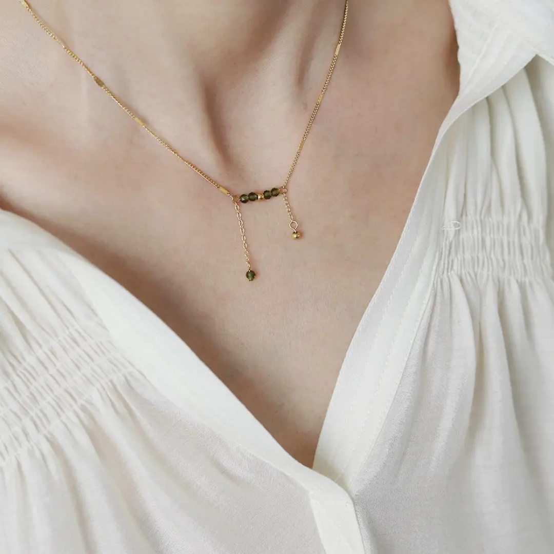 Green Beaded Bliss Minimal Necklace✨