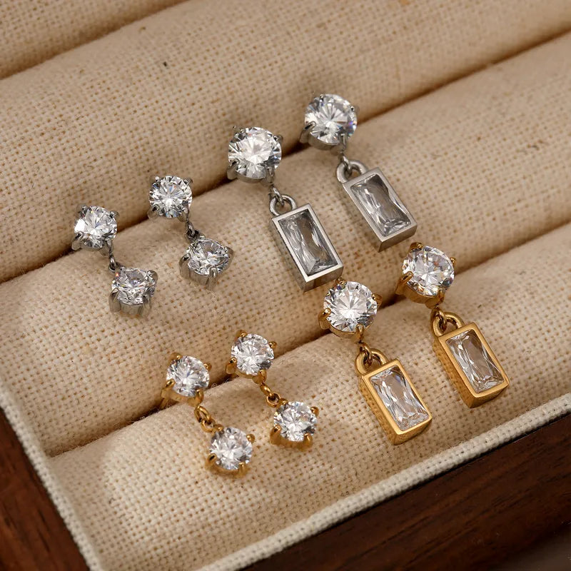 Tina Dual Diamond Dainty Earrings