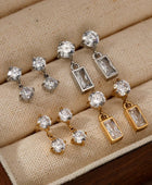 Tina Dual Diamond Dainty Earrings
