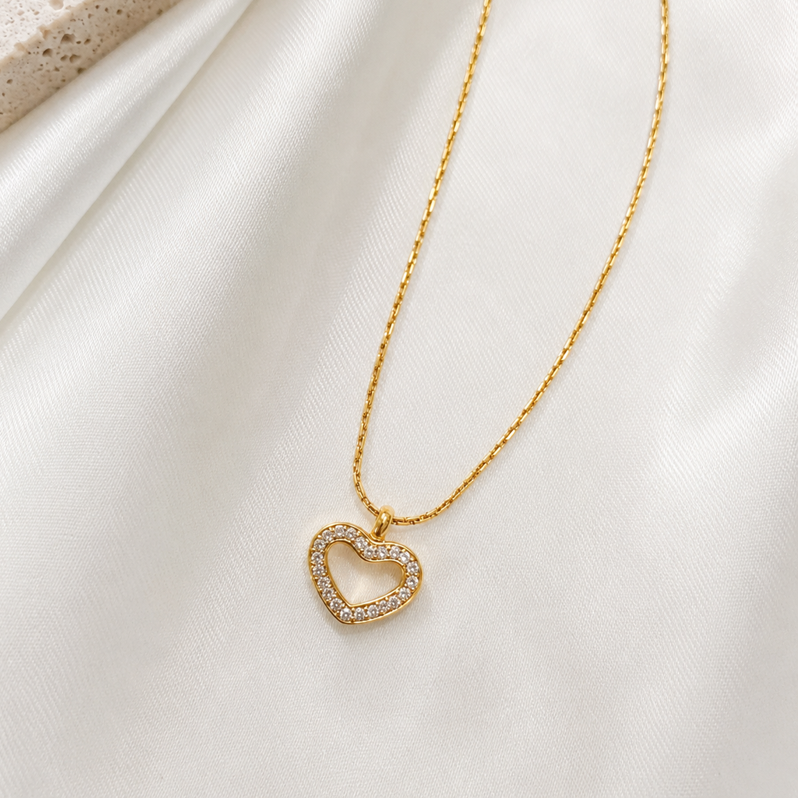 Belle Hollow Heart Mini Necklace