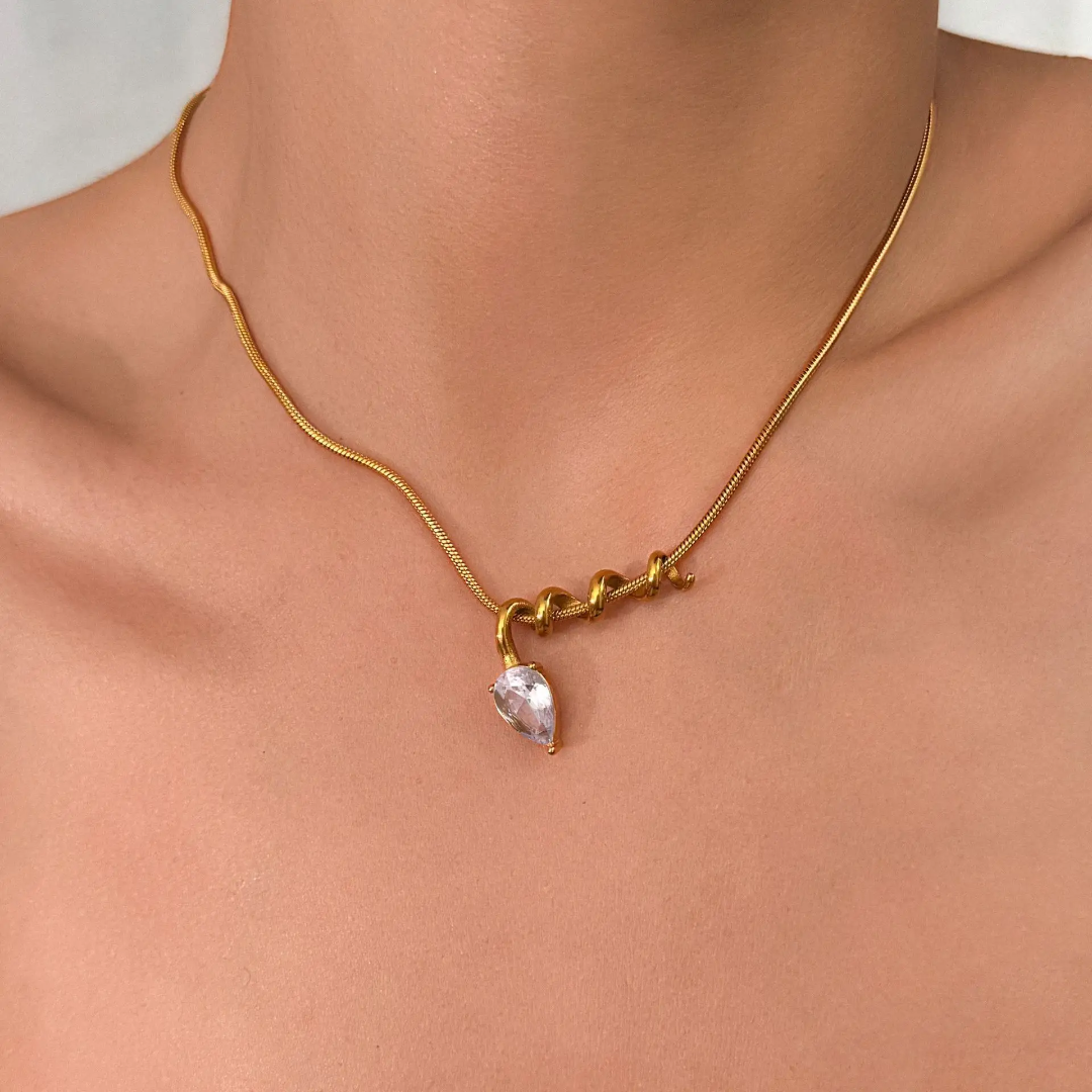 Vermeil Snake Stone Necklace