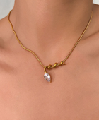Vermeil Snake Stone Necklace