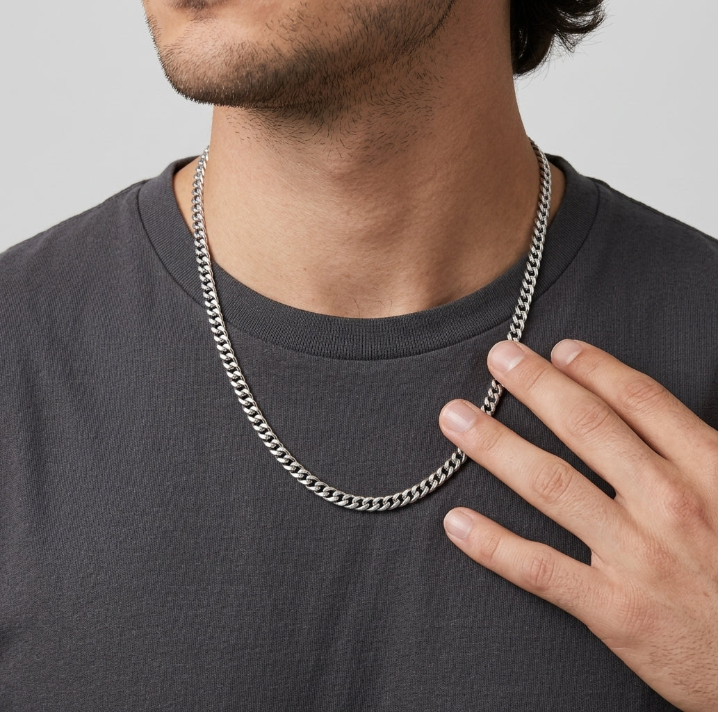 Bare Chunky Silver Linked Chain