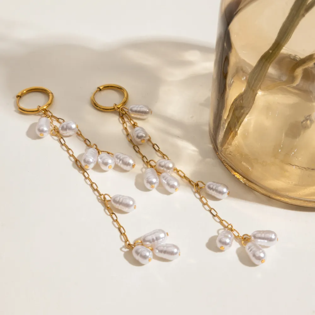 Tori Drop Pearls Statement Earrings