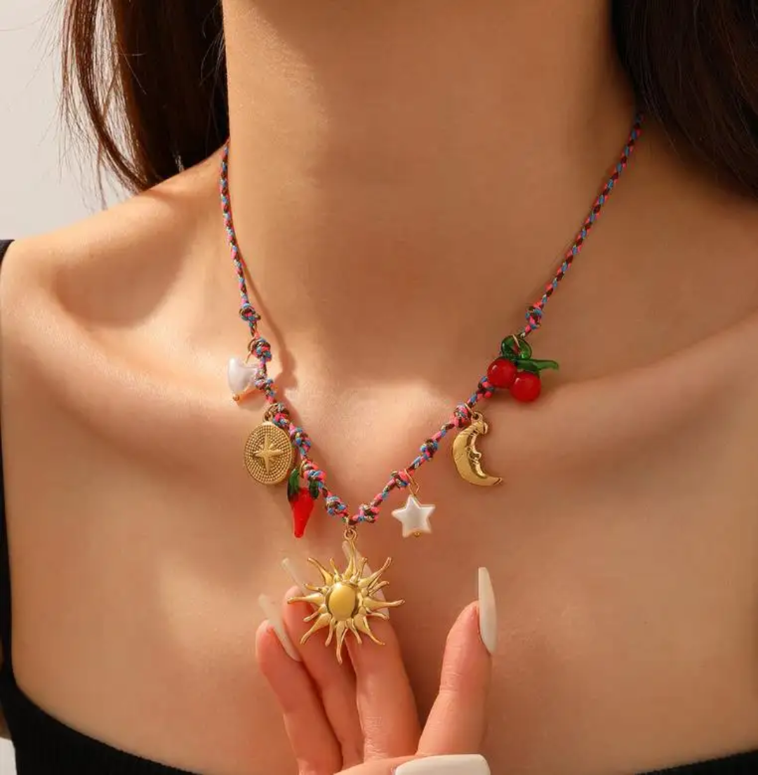 Miami Beach Red Charm Necklace