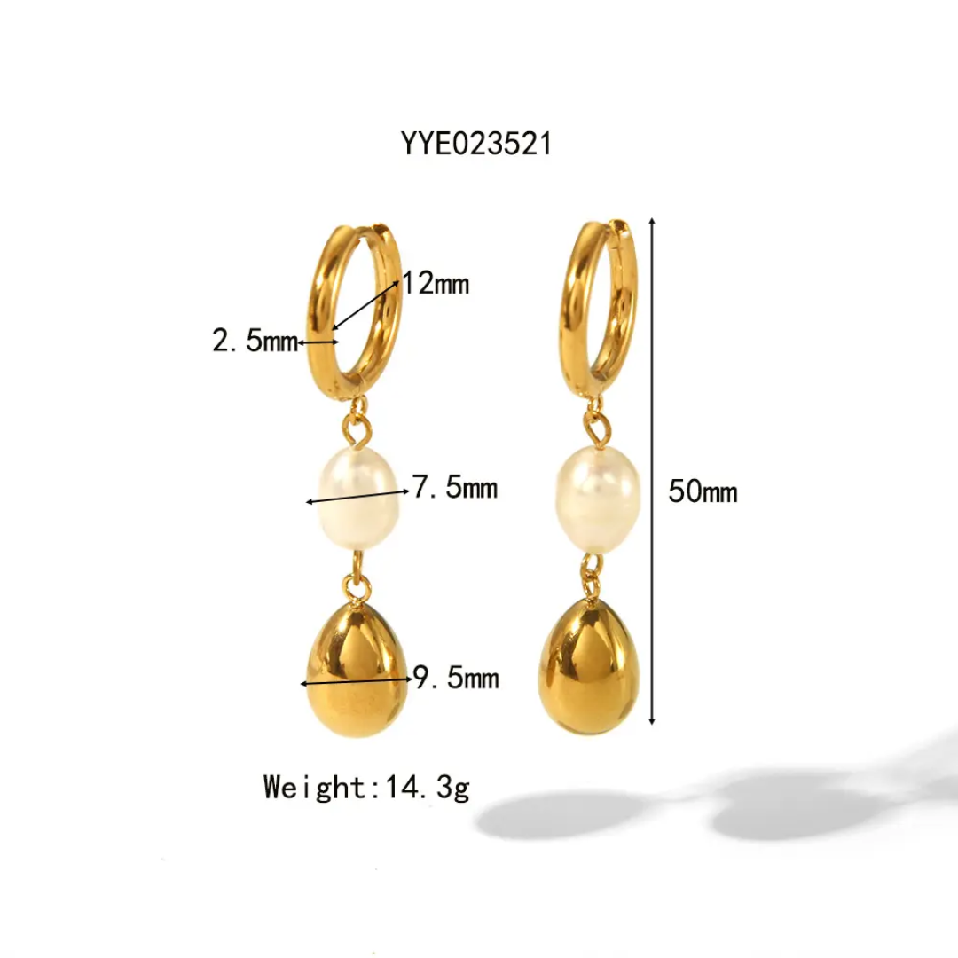 Vizi Pearl Gold Danglers