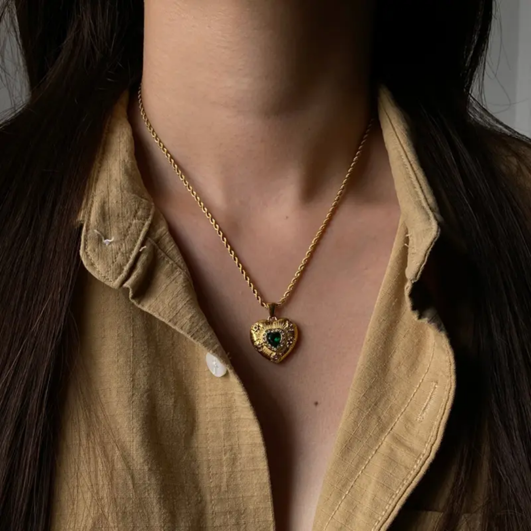 Ella Green Heart Necklace