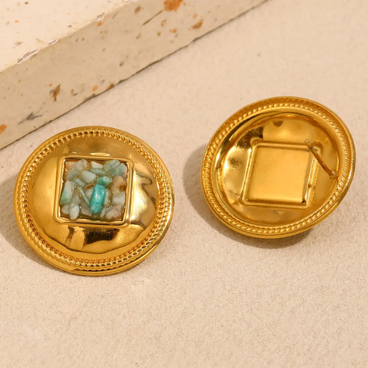 Reina Round Gold Earrings