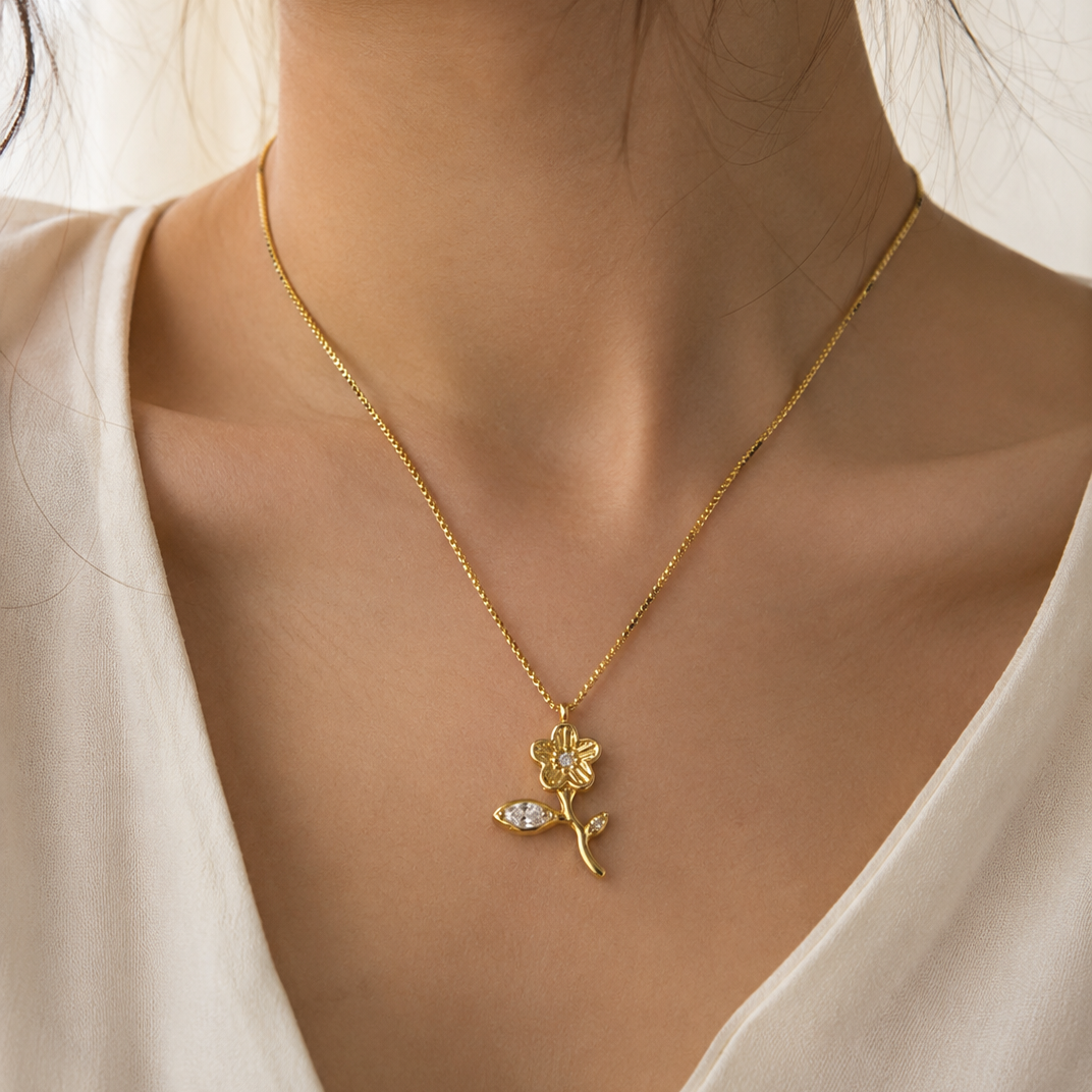 Zamia Flower Diamond Necklace