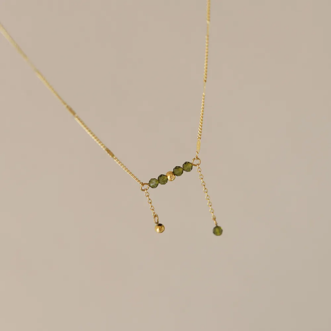 Green Beaded Bliss Minimal Necklace✨